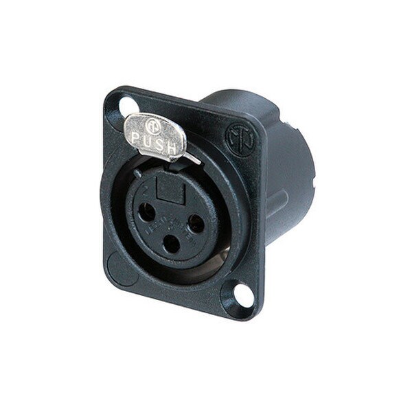 Main product image for Neutrik NC3FD-LX-B 3 Pin Female XLR Panel/Chassis Mount Connector Black/Gold092-389